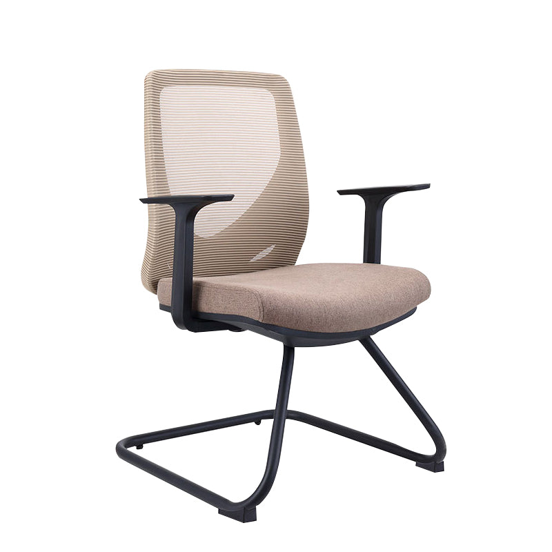 Contemporary Arm Chair Fixed Arms Brown Mid Back Office Chair