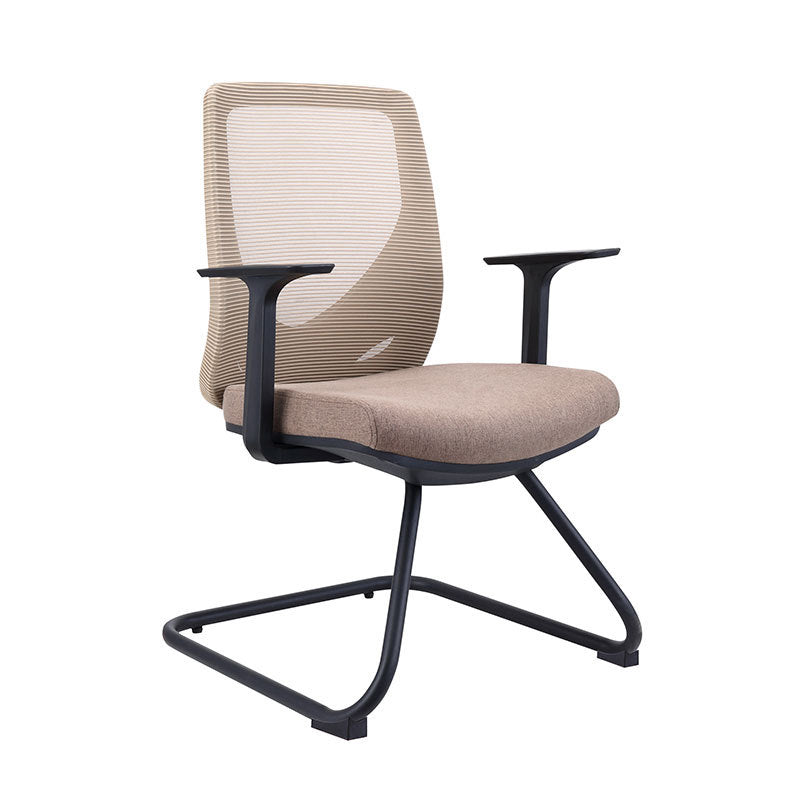 Contemporary Arm Chair Fixed Arms Brown Mid Back Office Chair