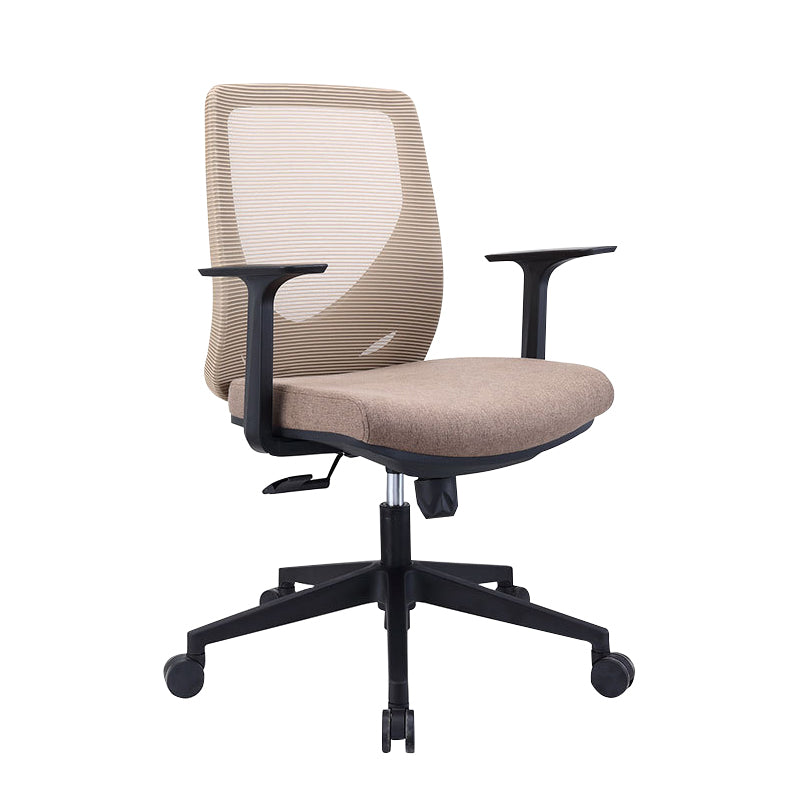 Contemporary Arm Chair Fixed Arms Brown Mid Back Office Chair