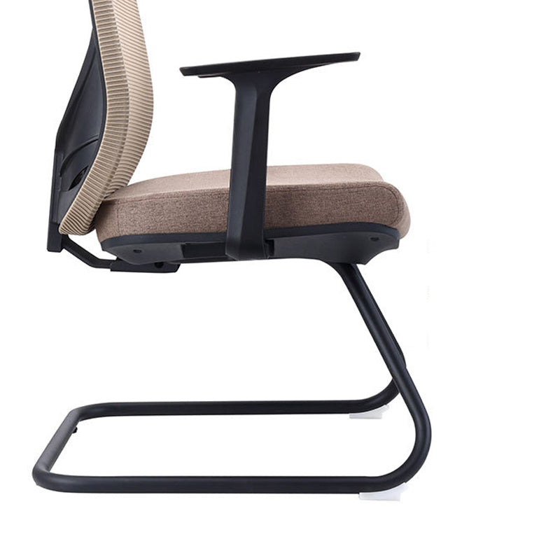 Contemporary Arm Chair Fixed Arms Brown Mid Back Office Chair