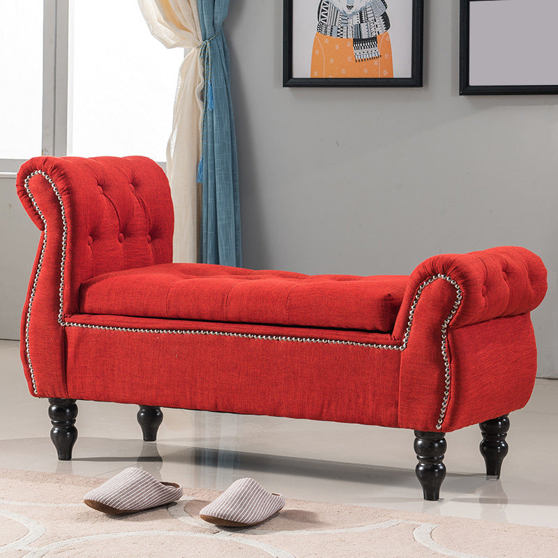 Upholstered Rectangle Entryway Bench Cushioned Seating Bench with Legs