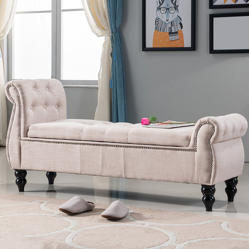 Upholstered Rectangle Entryway Bench Cushioned Seating Bench with Legs