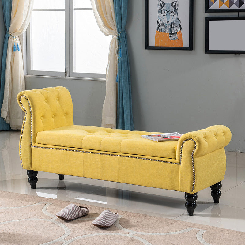 Upholstered Rectangle Entryway Bench Cushioned Seating Bench with Legs