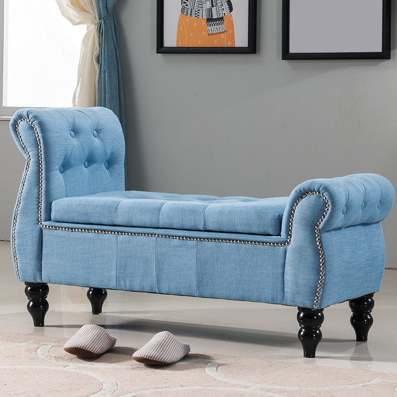 Upholstered Rectangle Entryway Bench Cushioned Seating Bench with Legs