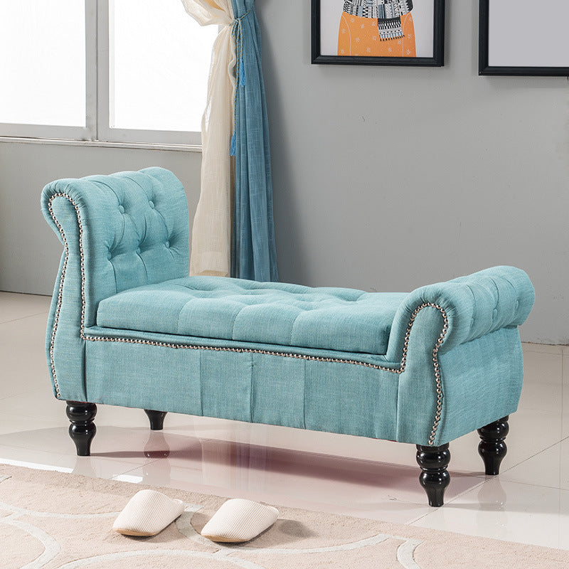 Upholstered Rectangle Entryway Bench Cushioned Seating Bench with Legs