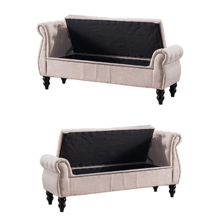 Upholstered Rectangle Entryway Bench Cushioned Seating Bench with Legs