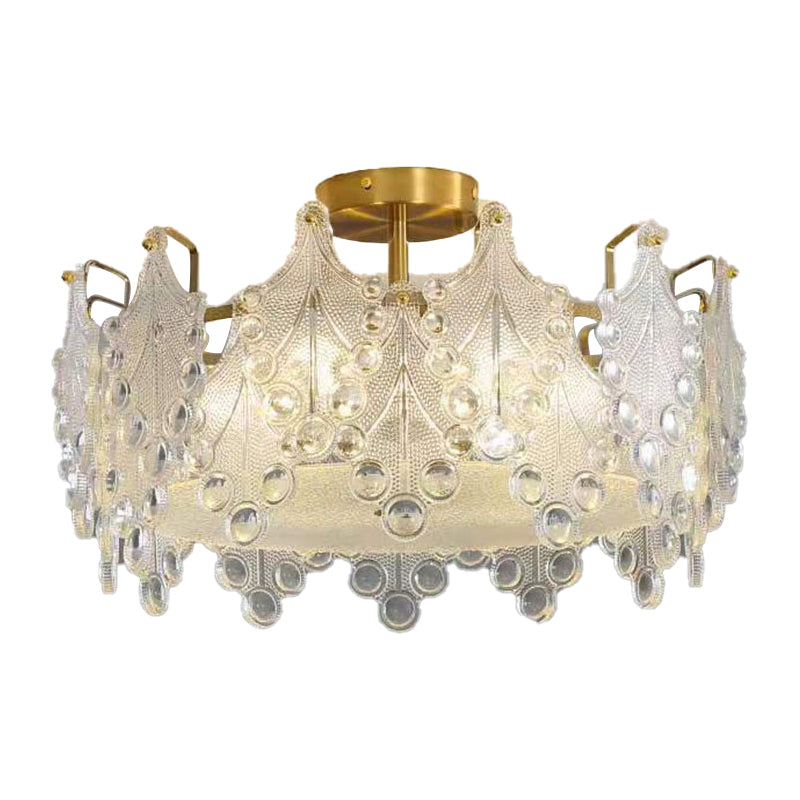 Modern Drum Ceiling Light Fixture Crystal Multiple-Light Ceiling Light