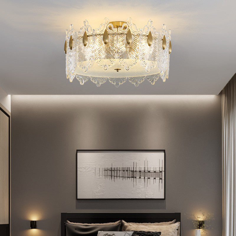 Modern Drum Ceiling Light Fixture Crystal Multiple-Light Ceiling Light