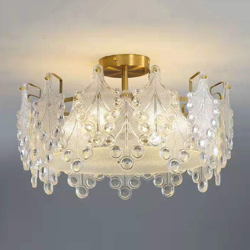 Modern Drum Ceiling Light Fixture Crystal Multiple-Light Ceiling Light