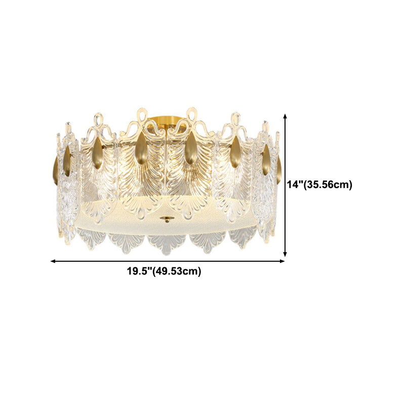 Modern Drum Ceiling Light Fixture Crystal Multiple-Light Ceiling Light