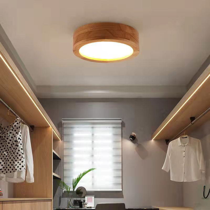 Wood Round Flush Mount Lights Contemporary Style 1 Light Flush Mount Ceiling Lights