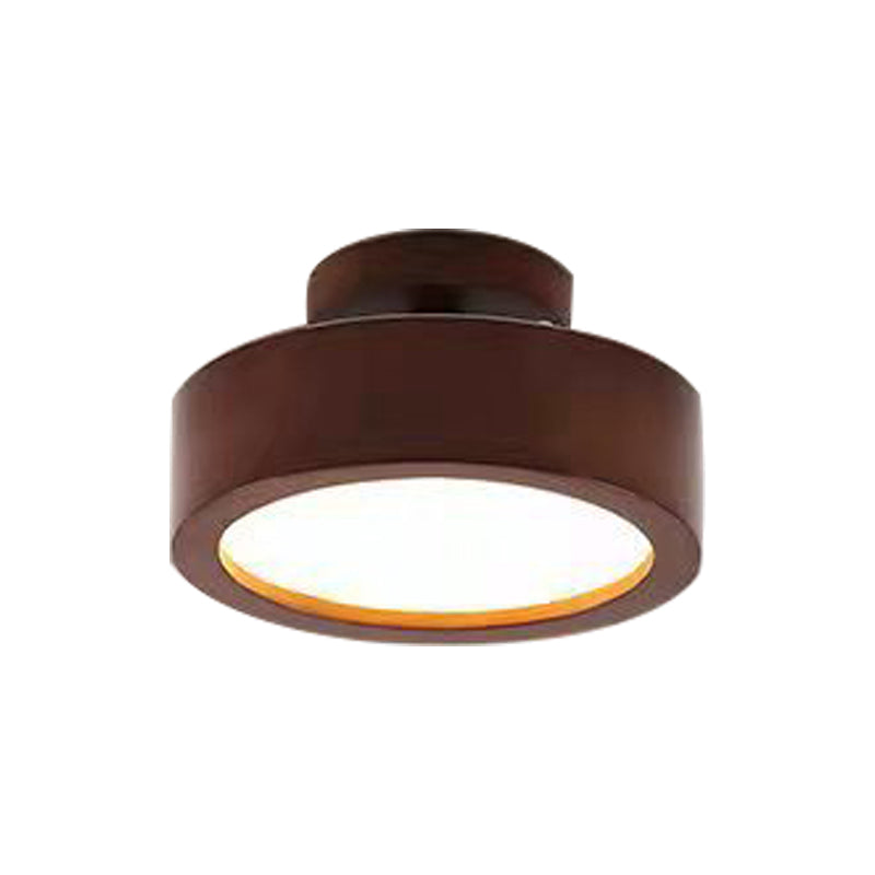 Wood Round Flush Mount Lights Contemporary Style 1 Light Flush Mount Ceiling Lights