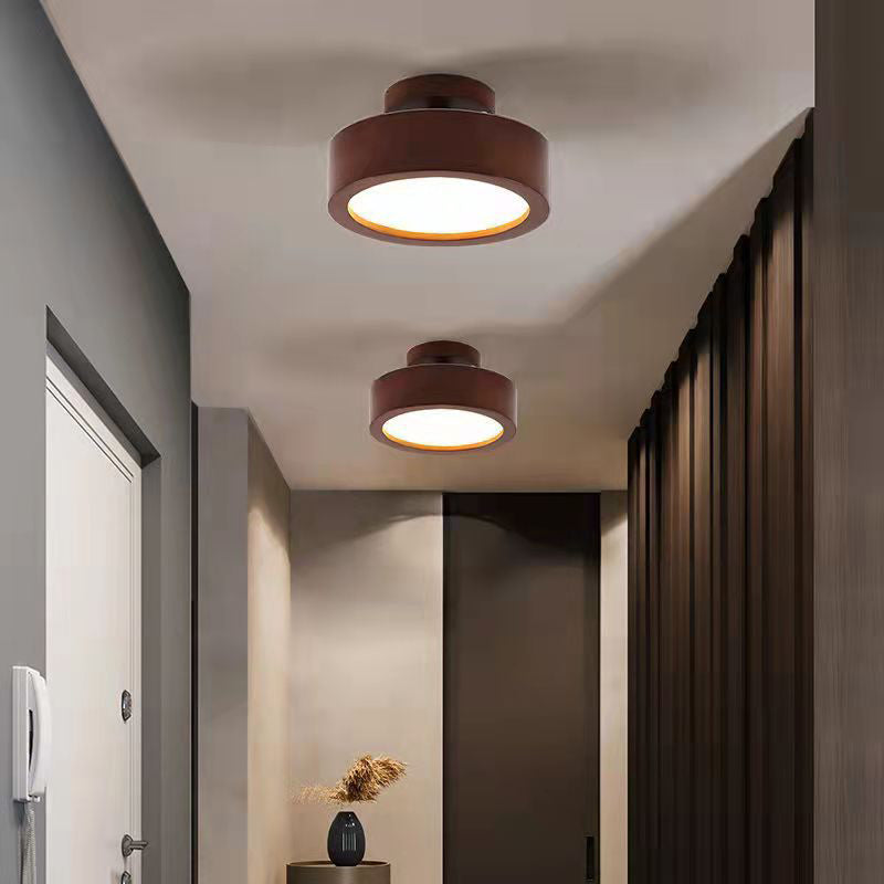 Wood Round Flush Mount Lights Contemporary Style 1 Light Flush Mount Ceiling Lights