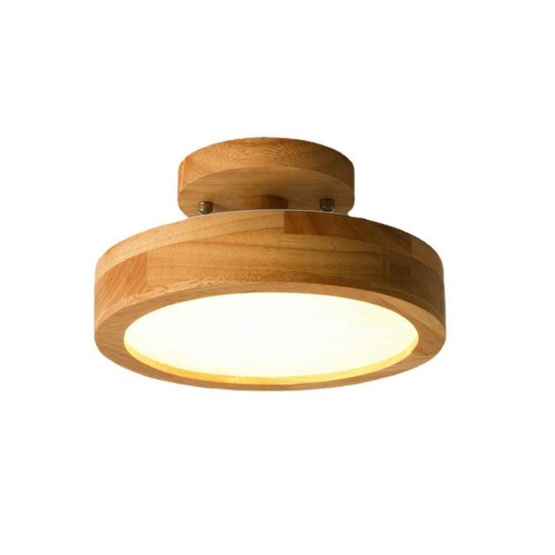 Wood Round Flush Mount Lights Contemporary Style 1 Light Flush Mount Ceiling Lights