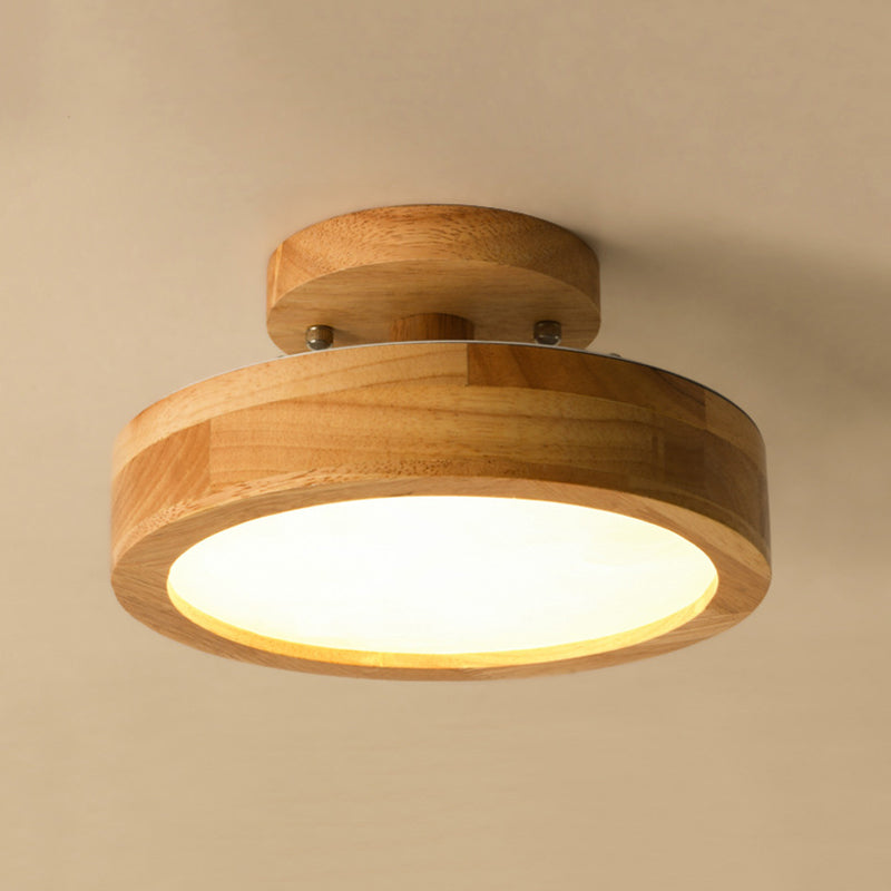 Wood Round Flush Mount Lights Contemporary Style 1 Light Flush Mount Ceiling Lights