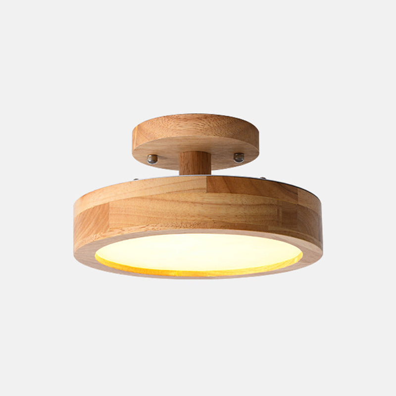 Wood Round Flush Mount Lights Contemporary Style 1 Light Flush Mount Ceiling Lights