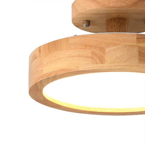 Wood Round Flush Mount Lights Contemporary Style 1 Light Flush Mount Ceiling Lights