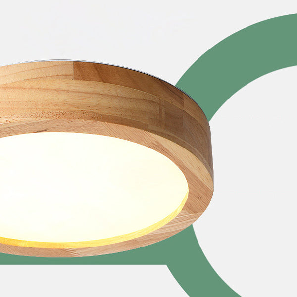 Wood Round Flush Mount Lights Contemporary Style 1 Light Flush Mount Ceiling Lights