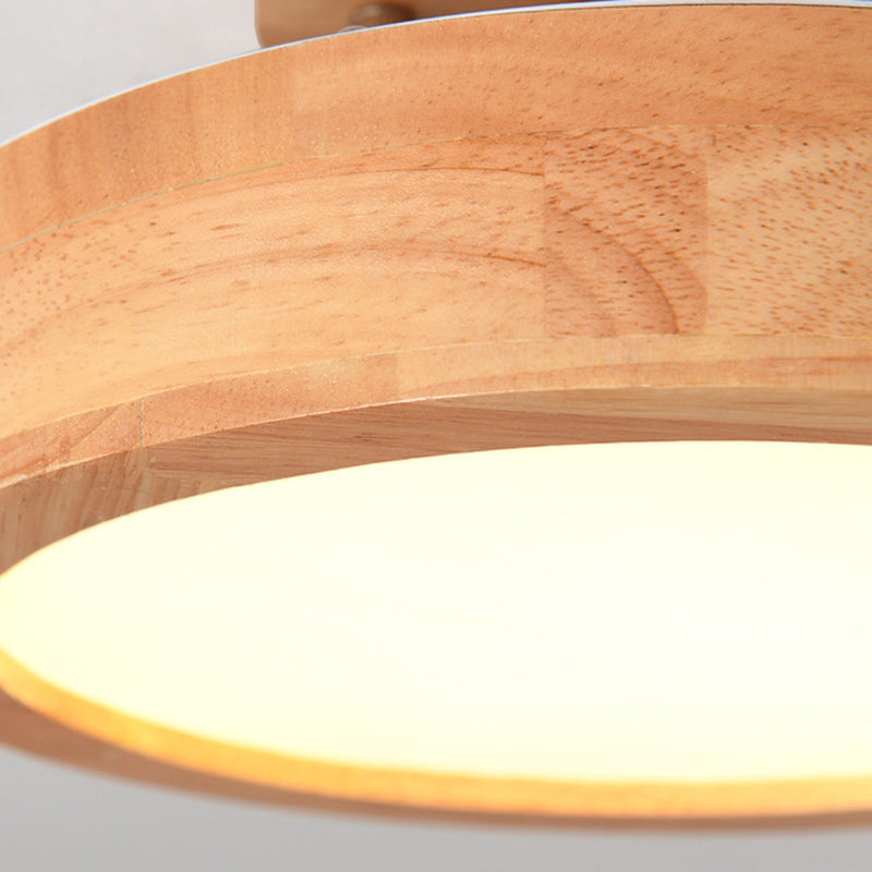 Wood Round Flush Mount Lights Contemporary Style 1 Light Flush Mount Ceiling Lights