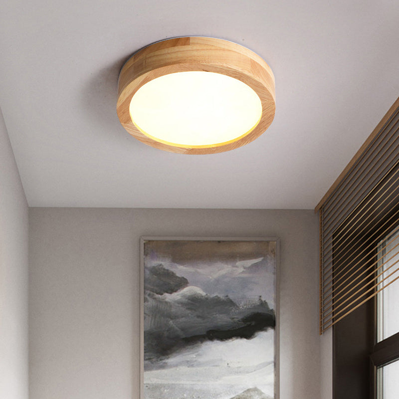 Wood Round Flush Mount Lights Contemporary Style 1 Light Flush Mount Ceiling Lights