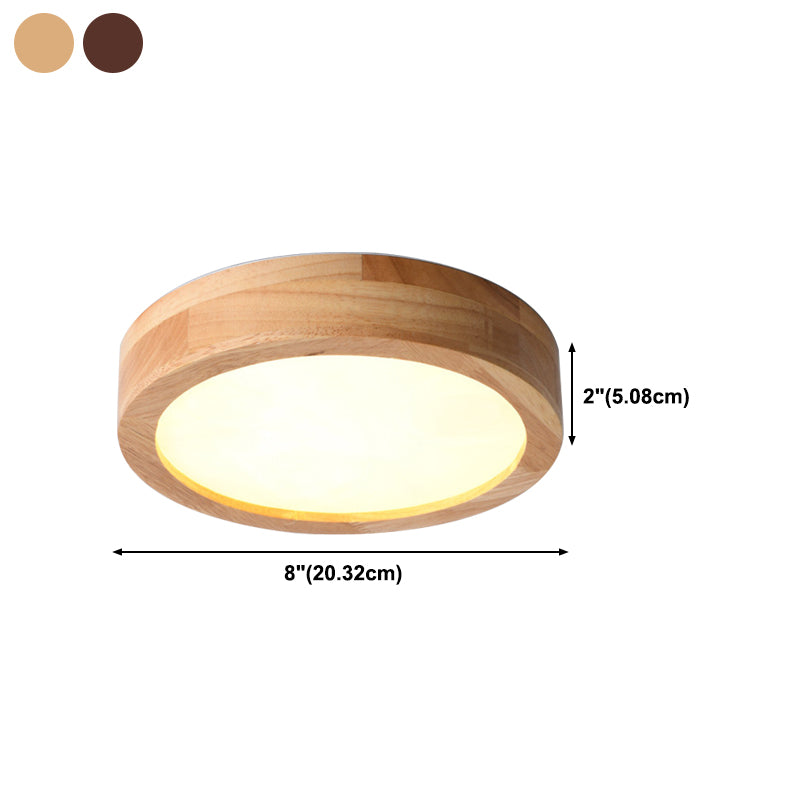 Wood Round Flush Mount Lights Contemporary Style 1 Light Flush Mount Ceiling Lights