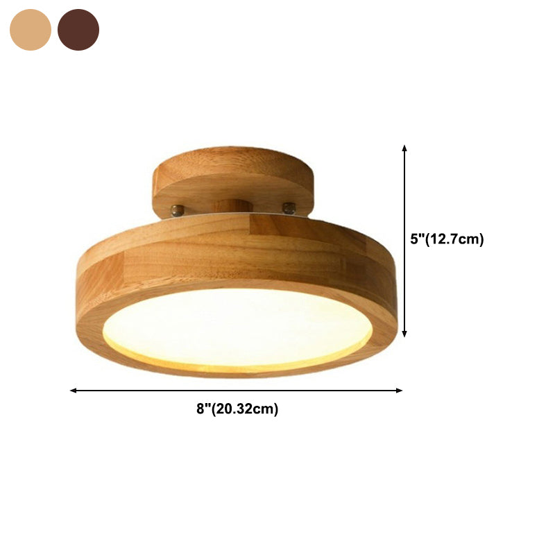 Wood Round Flush Mount Lights Contemporary Style 1 Light Flush Mount Ceiling Lights