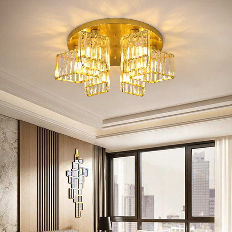 Modern Starburst Ceiling Light Crystal Multiple-Light Flush Ceiling Lights