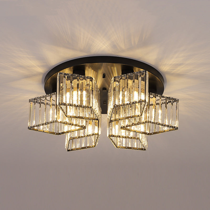 Modern Starburst Ceiling Light Crystal Multiple-Light Flush Ceiling Lights