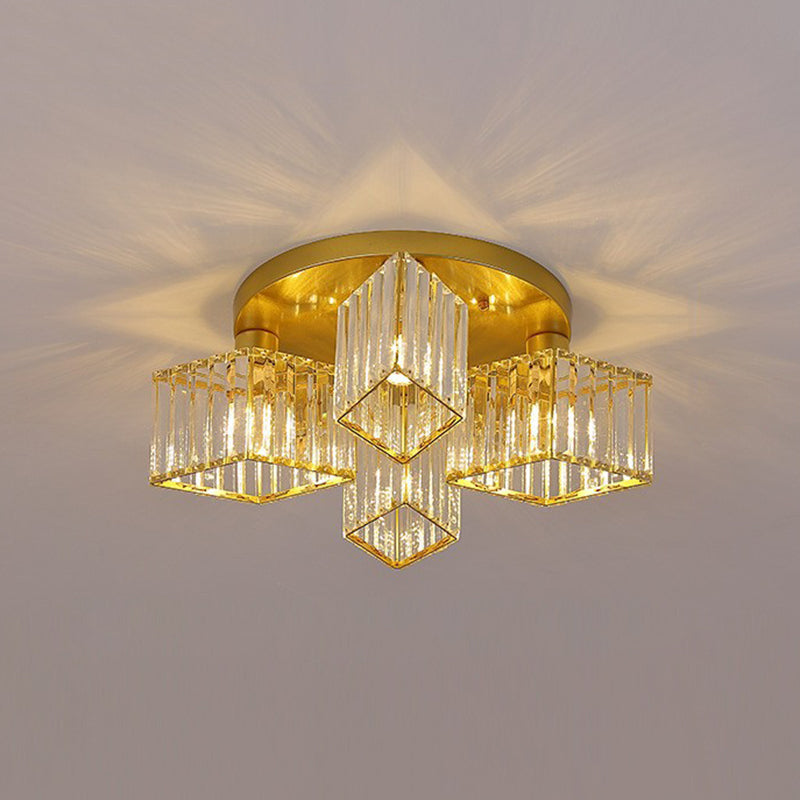 Modern Starburst Ceiling Light Crystal Multiple-Light Flush Ceiling Lights