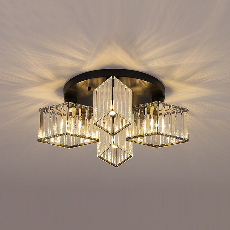 Modern Starburst Ceiling Light Crystal Multiple-Light Flush Ceiling Lights