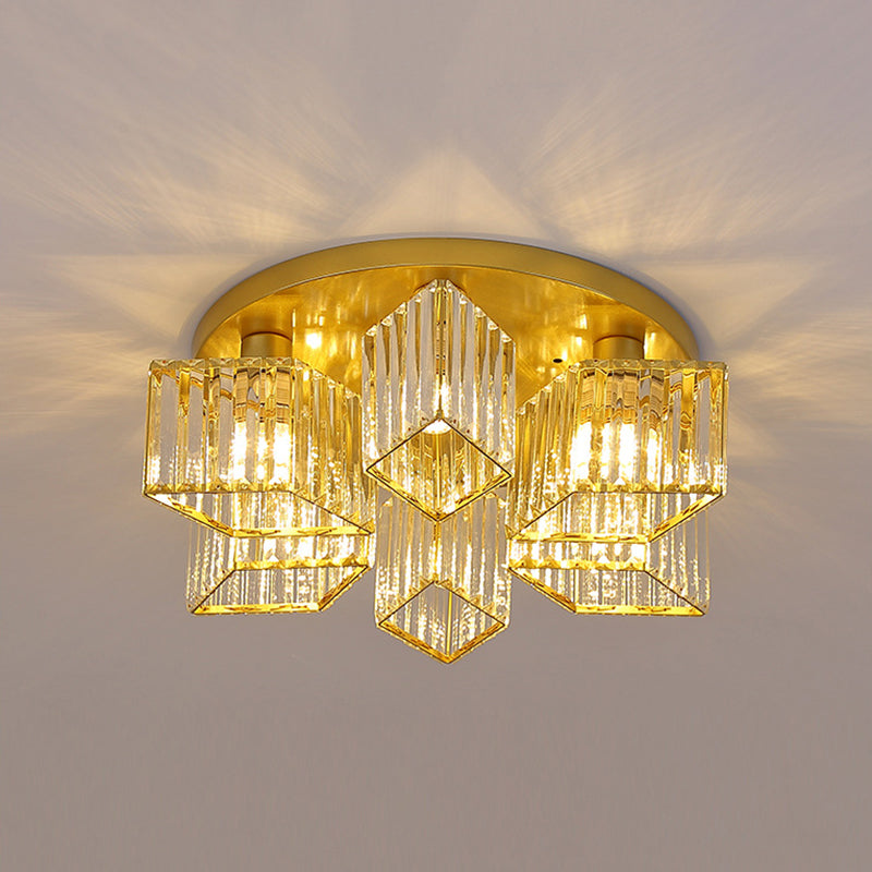 Modern Starburst Ceiling Light Crystal Multiple-Light Flush Ceiling Lights