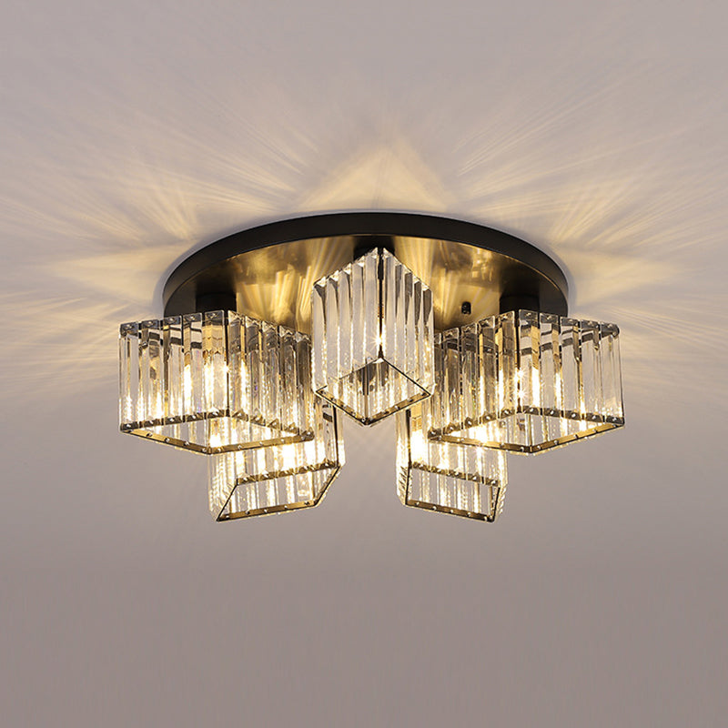 Modern Starburst Ceiling Light Crystal Multiple-Light Flush Ceiling Lights