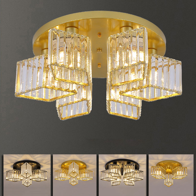 Modern Starburst Ceiling Light Crystal Multiple-Light Flush Ceiling Lights