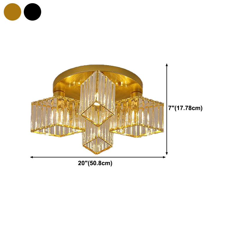 Modern Starburst Ceiling Light Crystal Multiple-Light Flush Ceiling Lights