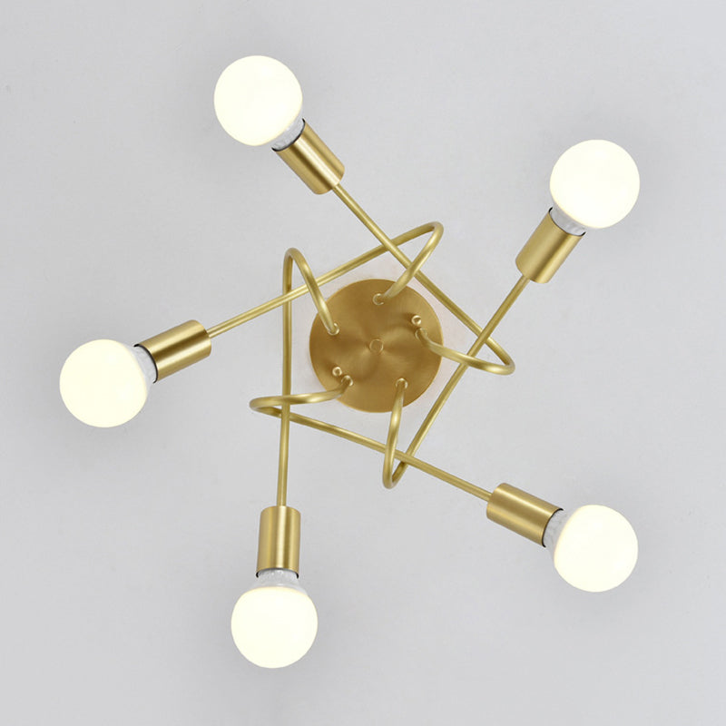 Modern Starburst Flush Mount Lighting Metal Multiple-Light Ceiling Lighting