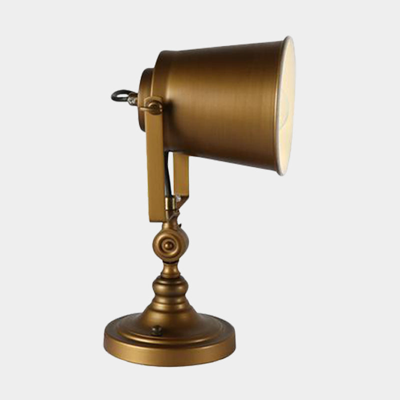 1-Head Bell Task Light Farmhouse Gold Finish Iron Night Table Lamp with Adjustable Handle