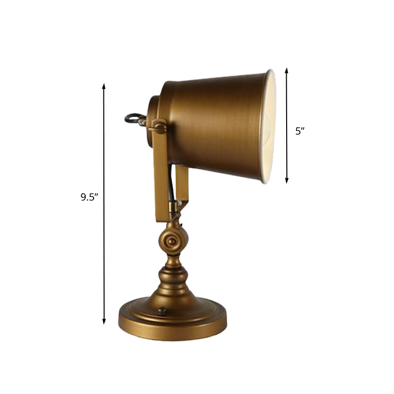 1-Head Bell Task Light Farmhouse Gold Finish Iron Night Table Lamp with Adjustable Handle