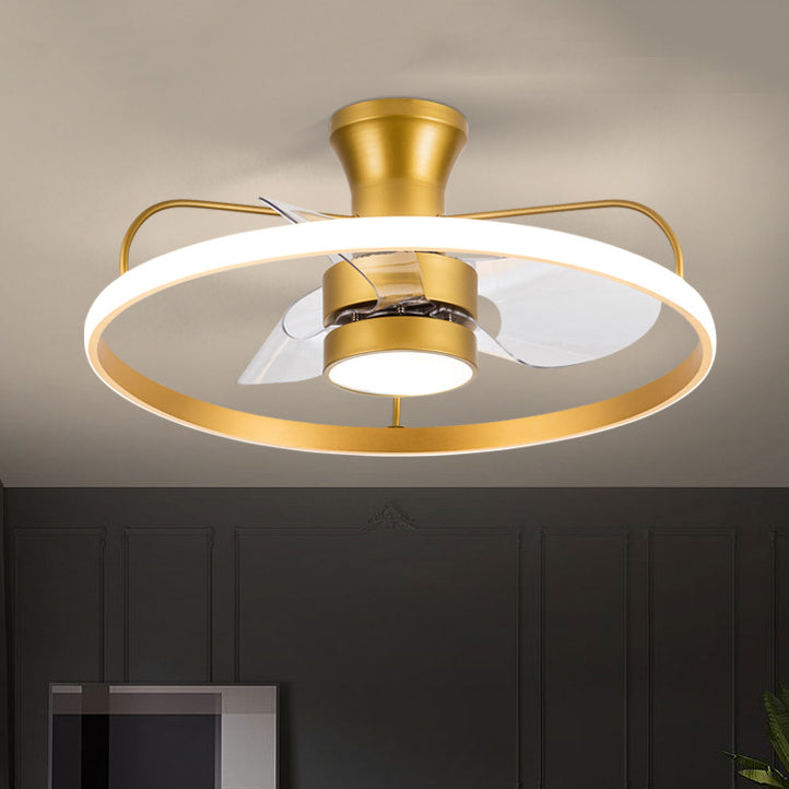 Interior LED Fan Light in Polish Gold Finish Contemporary Ceiling Fan