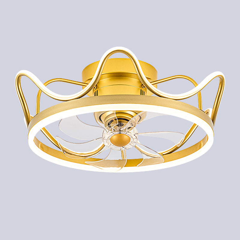 Interior LED Fan Light in Polish Gold Finish Contemporary Ceiling Fan