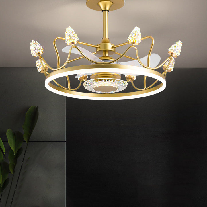 Interior LED Fan Light in Polish Gold Finish Contemporary Ceiling Fan