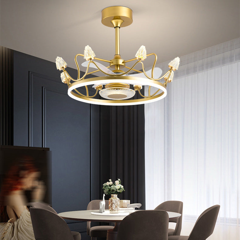 Interior LED Fan Light in Polish Gold Finish Contemporary Ceiling Fan