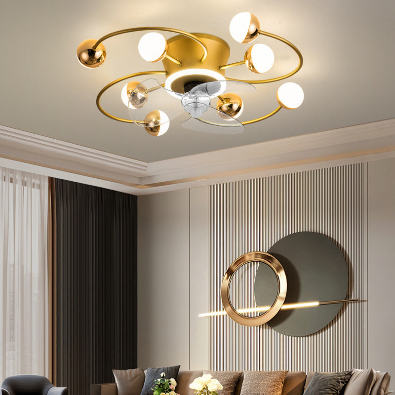 Black / Brass Ceiling Fan Light 9 - Light LED Modernism Fan Lighting Fixture