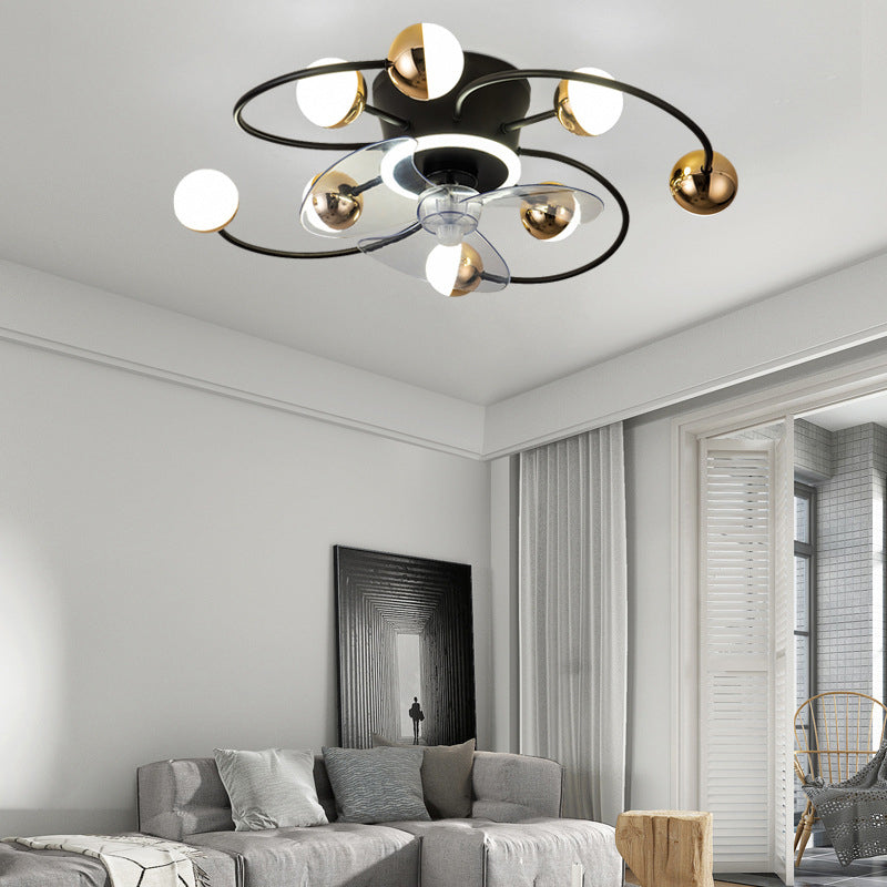 Black / Brass Ceiling Fan Light 9 - Light LED Modernism Fan Lighting Fixture