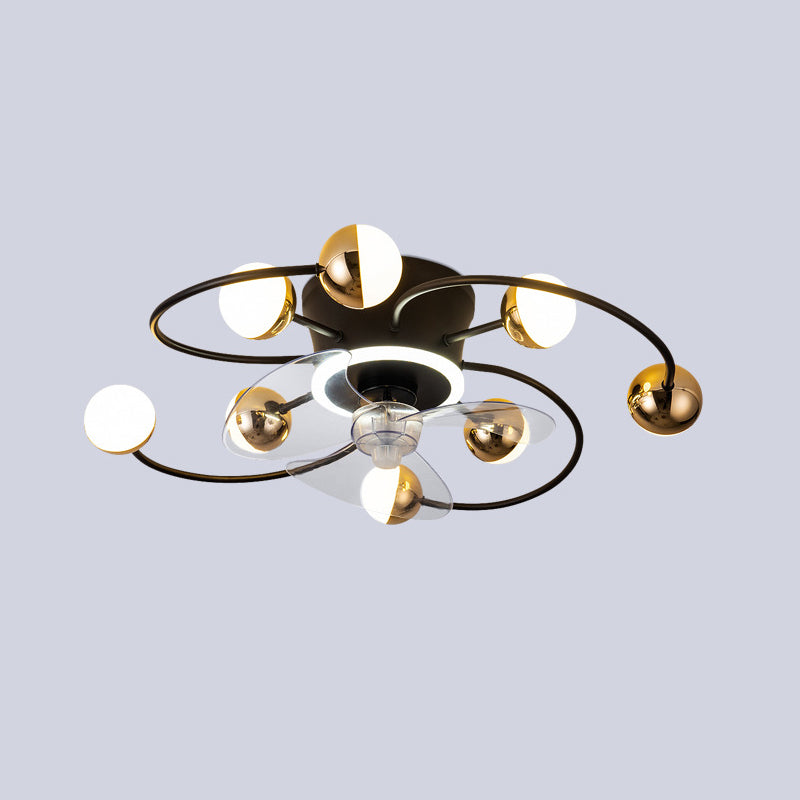 Black / Brass Ceiling Fan Light 9 - Light LED Modernism Fan Lighting Fixture