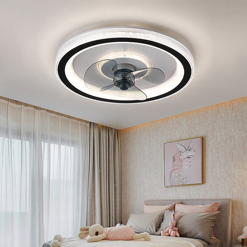 3-Blade Contemporary Ceiling Fan White Metal Fan with Light for Room