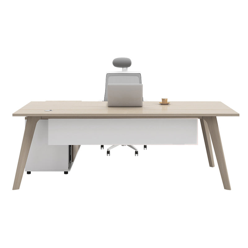 Contemporary Wooden Drawer Office Desk Natural Rectangular Office Desk