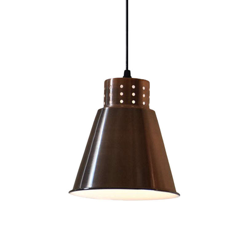 Iron Rose Gold Hanging Lighting Cone/Dome/Flared Shade 1 Bulb Farmhouse Pendant for Restaurant