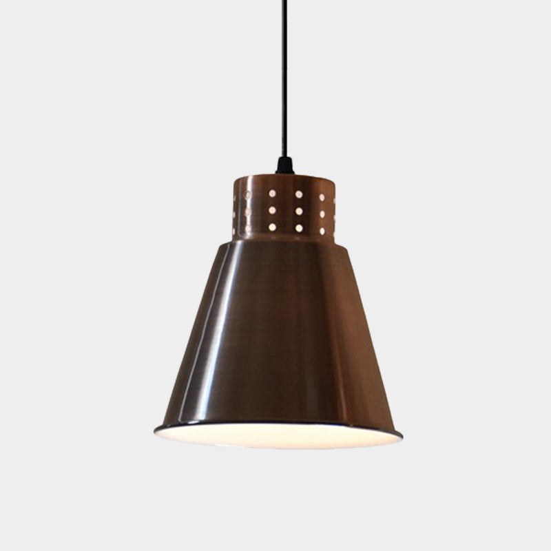 Iron Rose Gold Hanging Lighting Cone/Dome/Flared Shade 1 Bulb Farmhouse Pendant for Restaurant