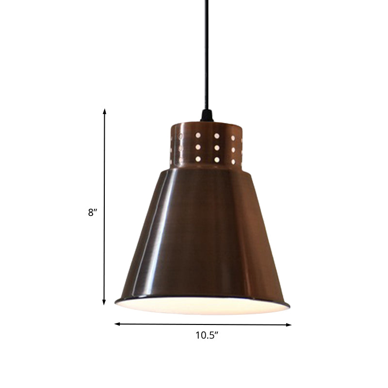 Iron Rose Gold Hanging Lighting Cone/Dome/Flared Shade 1 Bulb Farmhouse Pendant for Restaurant