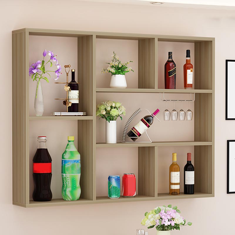 Wood Wall Mounted Wine Rack Modern Wine Rack with Shelf for Kitchen